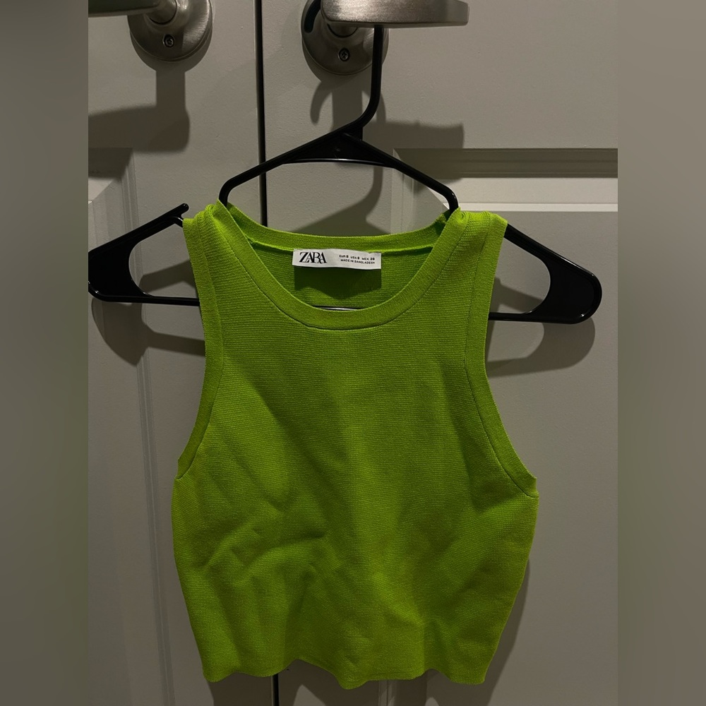 Zara neon green crop top